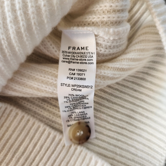 Frame Womens Shrunken Rib Wool & Cashmere Cardigan Size Small NWT $448 - Picture 8 of 12